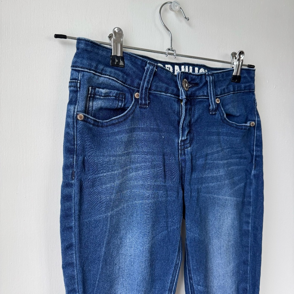 Hydraulic deep blue jeans women size 1/2 shown from multiple angles to show true - Picture 5 of 9